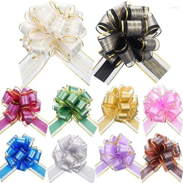 Décoration de fête 20pcs Tirez Fleur mariage Snow Gauze Ribbon Bow Hand Holiday Gift Emballage Wicca Decor