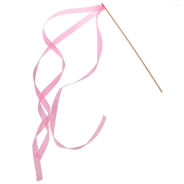 Decoración de fiestas 20pcs palitos de cinta Fairy streamers Wands Favores de boda sin campana (rosa)