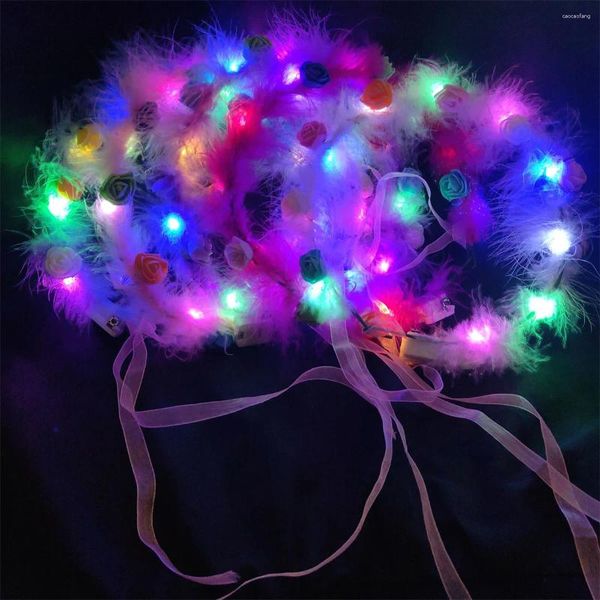 Decoración de la fiesta 20pcs/conjunto LED Light Flower Dademia Diadema Diente