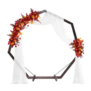 Decoración de fiesta 210 cm Heptagonal de madera Arco de boda Jardín Cumpleaños Ceremonia rústica Telón de fondo Granja Tema Flor Globo Arbor Marco