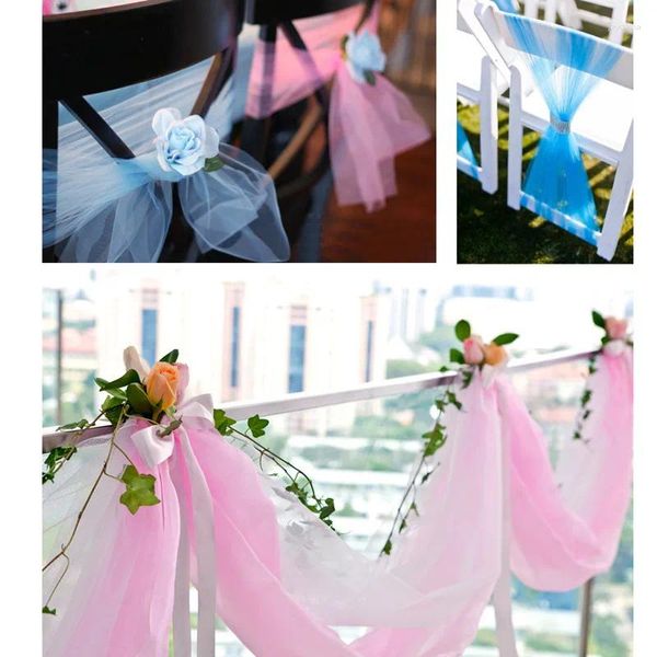 Décoration de fête 22m 15cm Tulle Rouleau Bobine Lase Tutu Mariage Baby Shower Organza DIY Artisanat Tissu Transparent Fournitures D'anniversaire 5z