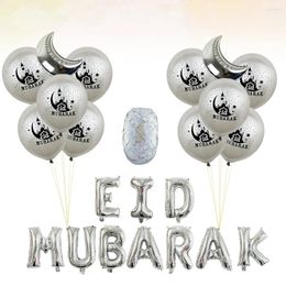 Décoration de fête 23pcs eid mubarak lettre en aluminium ballons de papier aluminium beau décor musulman de latex imprimé (argent)