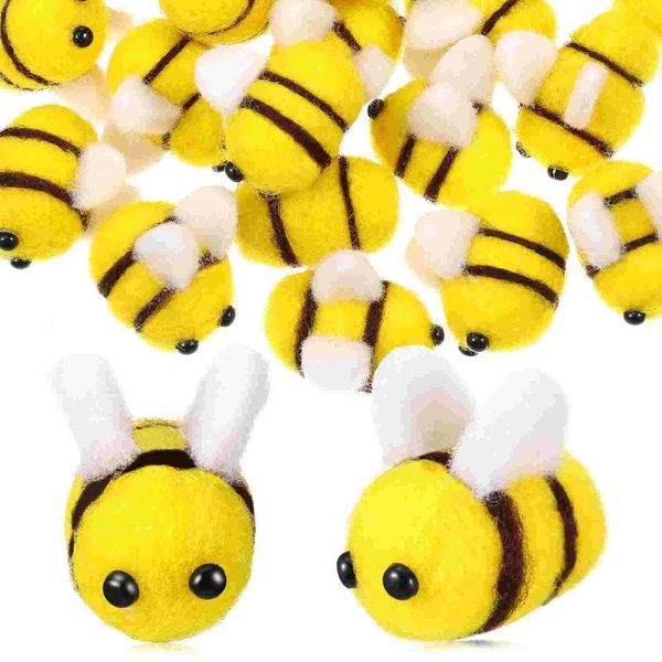 Décoration de fête 24 pièces épingles à cheveux feutre abeille laine abeilles accessoires de bricolage pour artisanat Mini fournitures animaux enfant