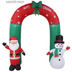 Décoration de fête 240cm Géant Père Noël Bonhomme de neige Gonflable Arche Jardin Cour Archway LED Lumière avec Pompe Noël Halloween Props Party Blow Up T230926