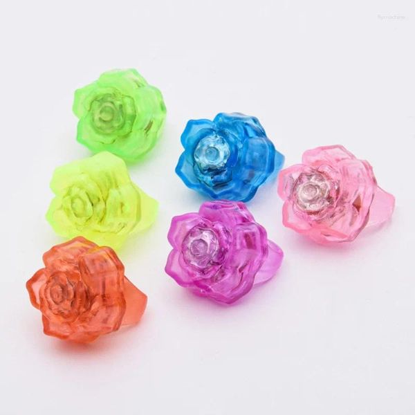 Decoración de fiesta 240 unids / lote LED Light Up Flashing Hard Flower Rose Anillos de dedo Glow Kids Favors Toys Star Ring F20242944