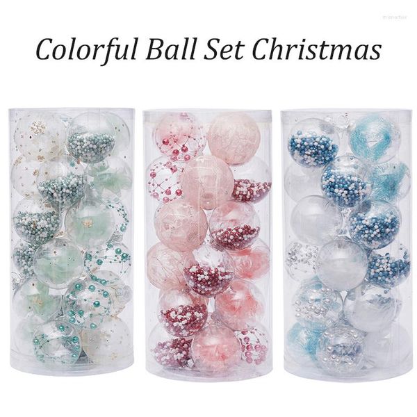 Décoration de fête 24 pièces 6cm ensemble de boules colorées ornements d'arbre de noël pendentifs boules vacances transparentes