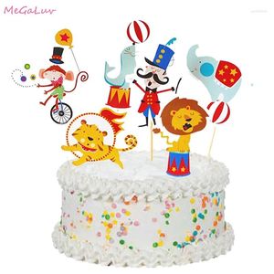 Décoration de fête 24pcs Circus Cake Toppers Cluwn Cupcake Topper Baby Shower Kids Fournitures d'anniversaire Banner