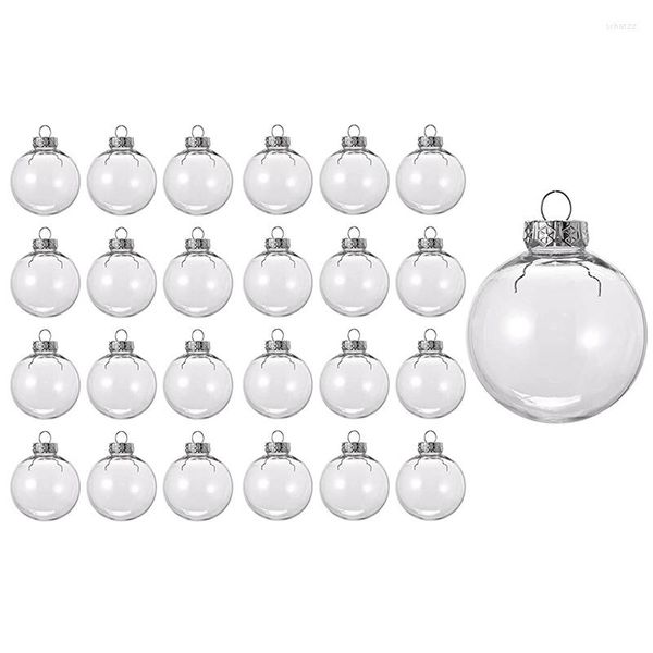 Décoration de fête 24 pièces en plastique transparent remplissable boules de Noël 8 cm bricolage arbre de noël ornement artisanat d'art