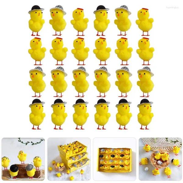 Décoration de fête 24pcs Pâques Poush poulet petit modèle adorable décor de poussin de dessin animé pour po accessoire