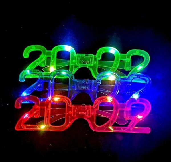 Décoration de fête 24pcs Numéro 2022 LED Glowing Clignotant Lunettes Light Up Mariage Carnaval Cosplay Costume Anniversaire Eye Christmas8633157