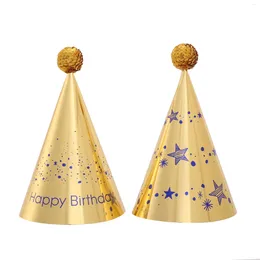 Decoración de fiestas 24 piezas Papel de plata de oro Sombreros de cono de cono Top Cap Craft Craft Baby Shower Decoraciones 2024 CUMPLEAÑOS NAVIDAD