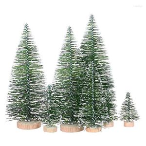 Décoration de fête 25 pcs arbres de Noël artificiels miniatures 5 tailles bois de soie de sisal vert pour l'artisanat bricolage