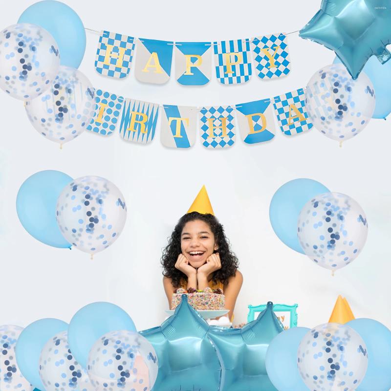 Party Decoration 25 X Multi Set 16 4ft Blue Paper Card Birthday Banner For Decorations Happy Sign
