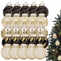 Feestdecoratie 25 stks zwart gouden plastic kerstballen ornament 6 cm hang hanger ball indoor jaar Xmas Tree Decor Home Decoratio