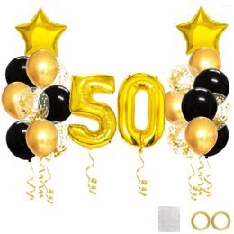 Decoración de fiestas 25 piezas de oro globos negros mixtos decoraciones de 50 años de cumpleaños de 50 años aniversario de decoración de mujer