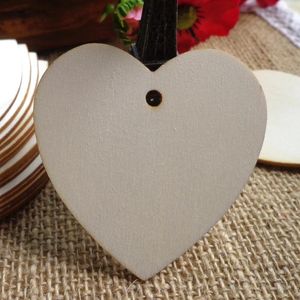 Décoration de fête 25pcs Forme de coeur Étiquettes cadeaux en bois vierges Anniversaire Faveur de mariage Étiquette de prix Hang