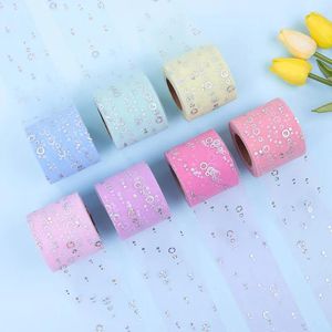 Party Decoratie 25 -yards 6cm zilveren tule roll dots organza lint levert doe -het -zelf haarbogen handgemaakte materialen y2024071601