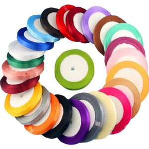 Feest decoratie 25 yards / roll 6mm zijde satijnen linten voor ambachten boog handgemaakte gift wrap bruiloft thuis DIY decoratieve accessoires