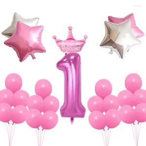 Feestdecoratie 26 stks kroonster ballonnen roze digitaal1-5 folie ballon verjaardag valentijnsdag kinderen speelgoed baby shower globos