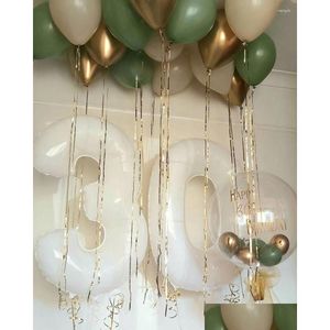 Décoration de fête 26pcs Kit de ballon vert olive avec des boules de feuille de numéro blanc pour enfants anniversaire baby shower bricolage fournitures pour la maison drop livraison otejq