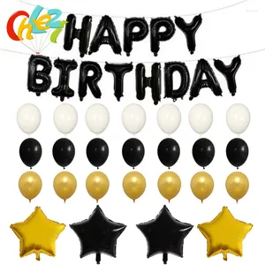 Party Decoratie 26 %/Set Happy Birthday Letter Ballonnen Gold Black Latex Foil voor volwassen babydecoraties benodigdheden