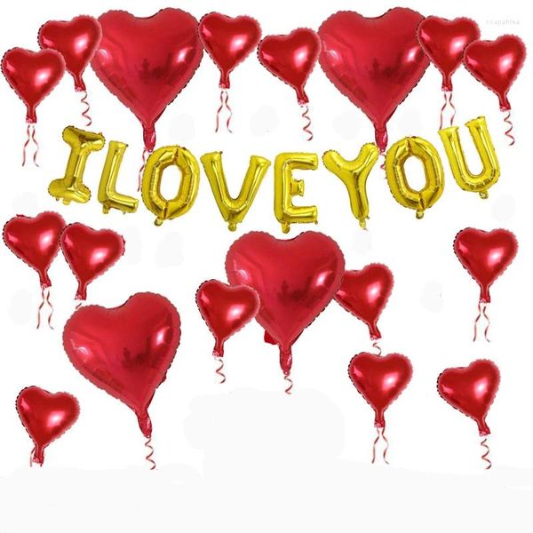 Décoration de fête 27 PCS Je t'aime des ballons Set Red Heart Saint Valentin DÉCORATION DE PROPOSITION DES PROPOSITION CONFESSION ANNIVERSAIRE