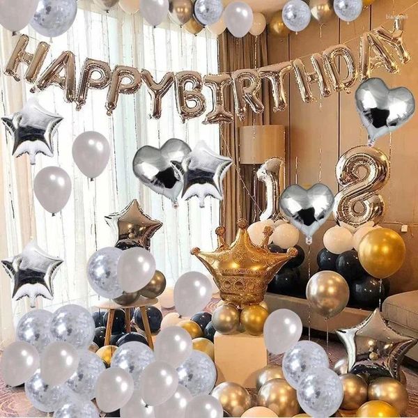 Party Decoration 27pcs Silver Happy Birthday Decorations Balloons Banners Banners Star pour les fournitures de baby shower