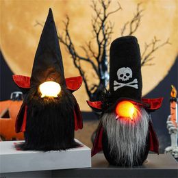 Décoration de fête 28 cm Halloween fait à la main lumineux poupée sans visage LED lumières en peluche nain pot de bonbons fantôme Festival accessoires