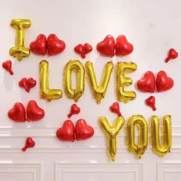 Décoration de fête 28pcs 16inch Je t'aime des ballons de papier d'aluminium Red Rose Heart Air Globos Valentin de la Saint-Valentin Supplies de mariage