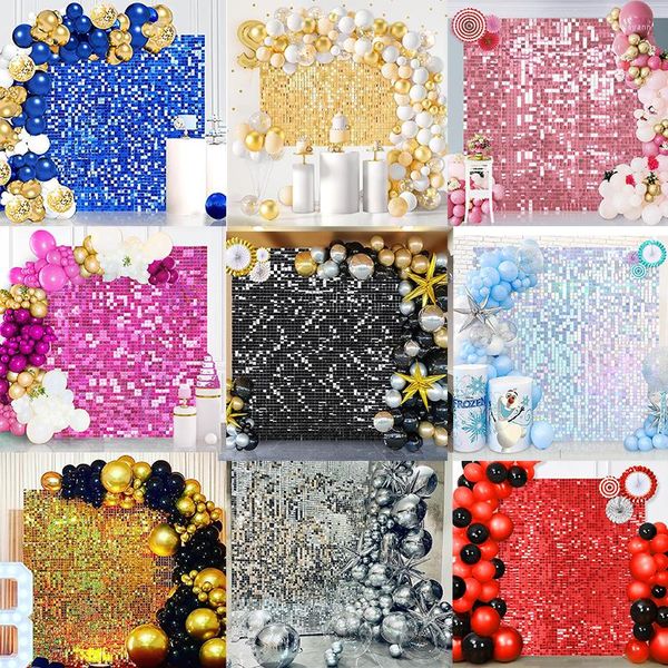 Décoration de fête 28pcs panneaux de fond de paillettes dorées pour le mariage baby shower décor mur décor mimer fond laser rideau rideau 30x30cm2