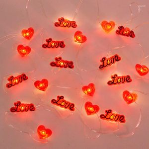Decoración de la fiesta 2m 20led Love LED Light String Red Heart Lights Valentine's Day Lights Home Indoor Boded Decorations Regalos