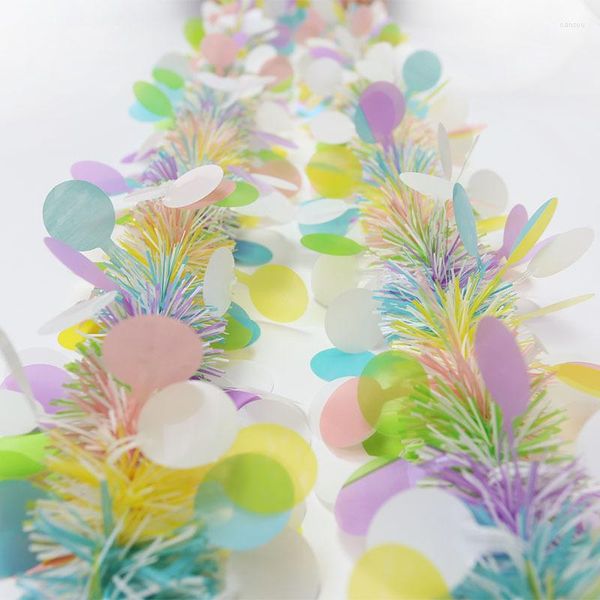 Decoración de fiesta 2M Guirnaldas de Pascua Raya Tinsel DIY Guirnalda Primavera 2023 Adorno colgante para el hogar Suministros de cumpleaños Regalo para niños