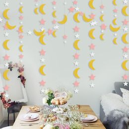 Feestdecoratie 2m maan pentagram pull bloemen slinger holografische hangende streamers diy papier ambachten muur ornament verjaardagdecor