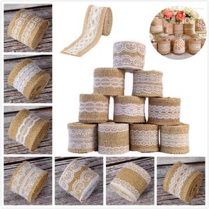 Feestdecoratie 2 meter natuurlijke jute jute lint rustieke vintage bruiloft decor bruiloften DIY kant geschenkpakket rol