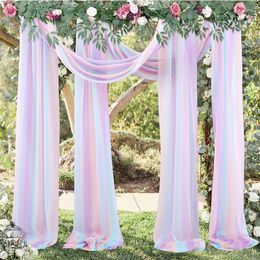 Décoration de fête 2pc 75x600cm mariage arc drapé en mousseline de soie tissu drapé rideau draperie cérémonie réception suspendu déco