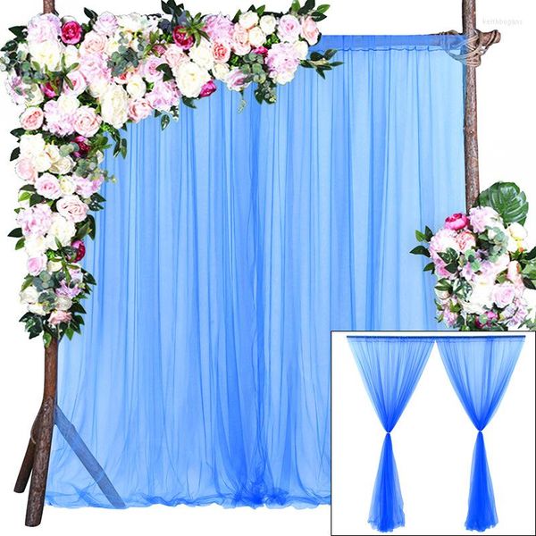 Decoración de fiesta, 2 piezas, cortina de arco de boda, telón de fondo, cortina de tela de gasa, cortinas, suministros de cumpleaños, pared colgante de ceremonia