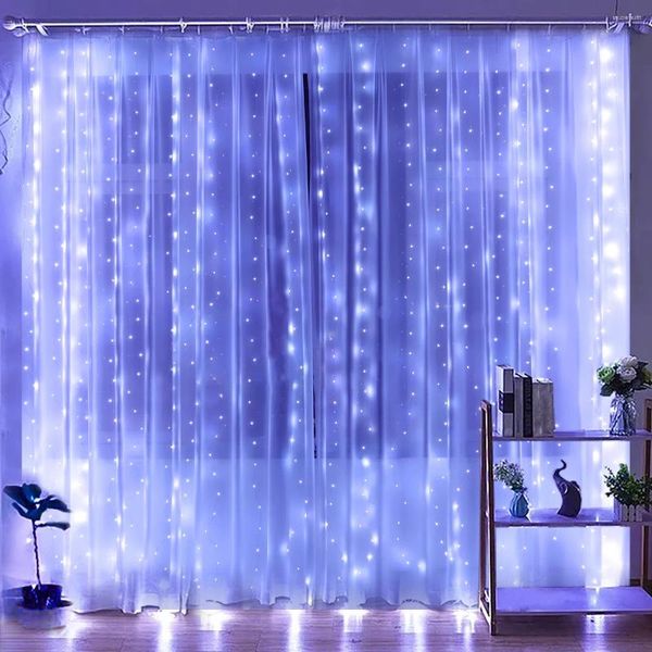 Décoration de fête 2 pièces 3x3m LED rideau guirlandes lumineuses guirlande de noël fée lumière feston mariage maison chambre éclairage