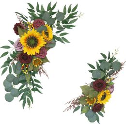 Feestdecoratie 2 stks kunstmatige bloem rijen arrangement bruiloft boog bloemen bord welkom muur hangende hoek achtergrond deocrparty