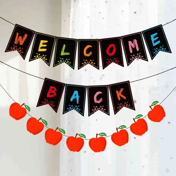 Décoration de fête 2pcs Atmosphère universelle Salle de classe Décor d'école Accessoires suspendus Panneau de papier Bienvenue Back Banner Porte Home Art Craft