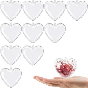 Décoration de fête 2pcs Le cœur en plastique transparent peut être rempli Ball DIY Craft Christmas Tree Wedding Home