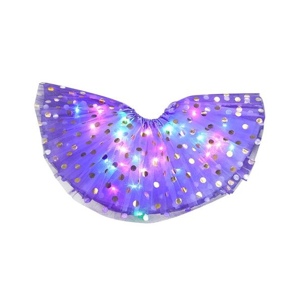 Decoración de fiesta, 2 uds., falda tutú esponjosa de Ballet brillante de princesa para niñas de 2 a 7T, enagua con luz LED, enaguas de tul multicapa para bailar