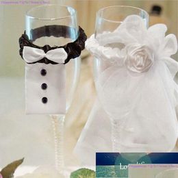 Décoration de fête 2pcs / lot mariage mariée marié robe coupes de vin enveloppes bouteilles en verre de champagne er événements bricolage ornements livraison directe ho dhevd