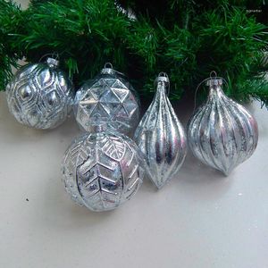 Party Decoratie 2 stks/pak Handgemaakte Verschillende Ontwerp Zilver Schilderen Glas Hanger Vriend Gift Kerstdag Opknoping Globe Ornament