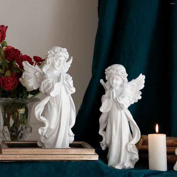 Décoration de fête 2 pièces résine priant ange Figurine Statue décorative