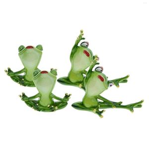 Décoration de fête 2 pièces résine Yoga grenouille Figurine Statue Sculpture modèle Art artisanat pour table magasin étagère chambre salon décor