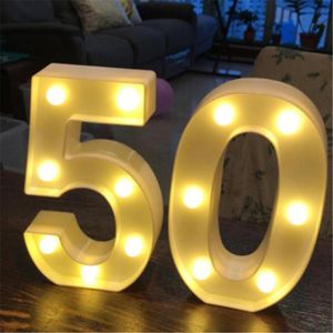Decoración de fiesta 2 unids/set adulto 30/40/50/60 número LED cadena luz de noche lámpara globo de feliz cumpleaños suministros para eventos de aniversario