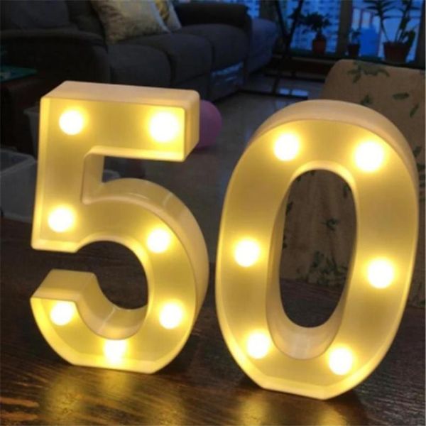 Decoração de festa 2 pçs / conjunto adulto 30 40 50 60 número LED String Night Light Lâmpada Feliz Aniversário Balão Aniversário Evento Supplies282Y