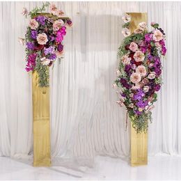 Party Decoration 2pcs/Set) Wedding Events Flower Arch Gold Mental Backdrop Yudao1870
