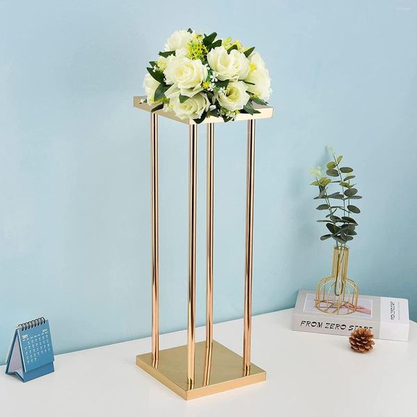 Décoration de fête 2pcs) Support de colonne de vase de fleur de couleur d'or en métal de style pour la pièce maîtresse de mariage