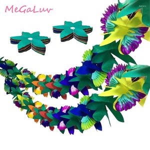 Party Decoration 2set 3M Tissue Flower Leaves Luau Paper Garland Tropical Jungle Birthday Decorations Hawaiiaanse thema -benodigdheden